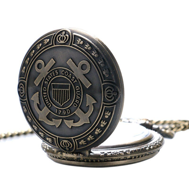Hot Sale Bronze United States Coast Guard 1790 Theme Pocket Watch Men Navy Creative Gift for Women Fob Watches