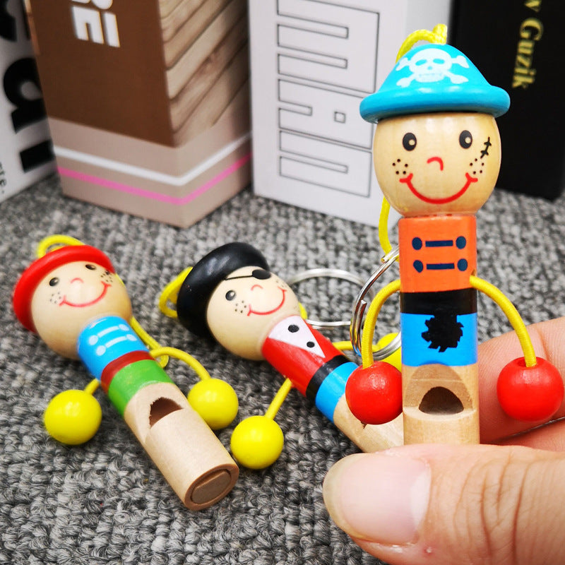 Wooden Cute Pirate Whistle Hangable Keychain Card