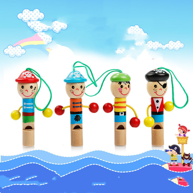 Wooden Cute Pirate Whistle Hangable Keychain Card