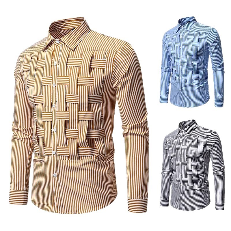 Striped Woven Plaid Men's Spring And Autumn Ruan Handsome High-grade Shirt