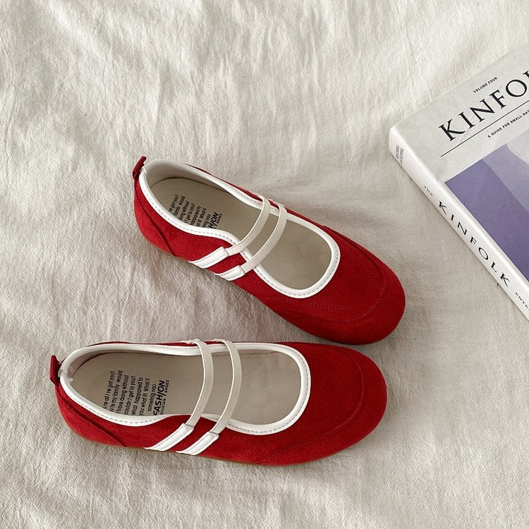 Double Drawstring Retro Round Toe Flat Bottom Shallow Mouth Casual Shoes