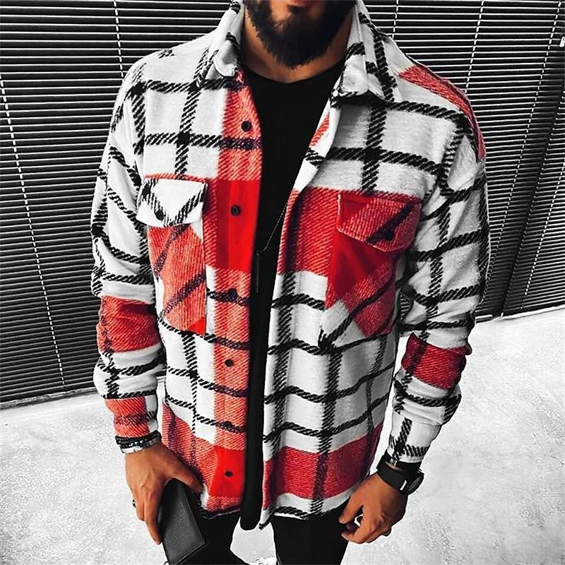 Velvet Padded Shirt 3D Digital Printing Geometric Lapel