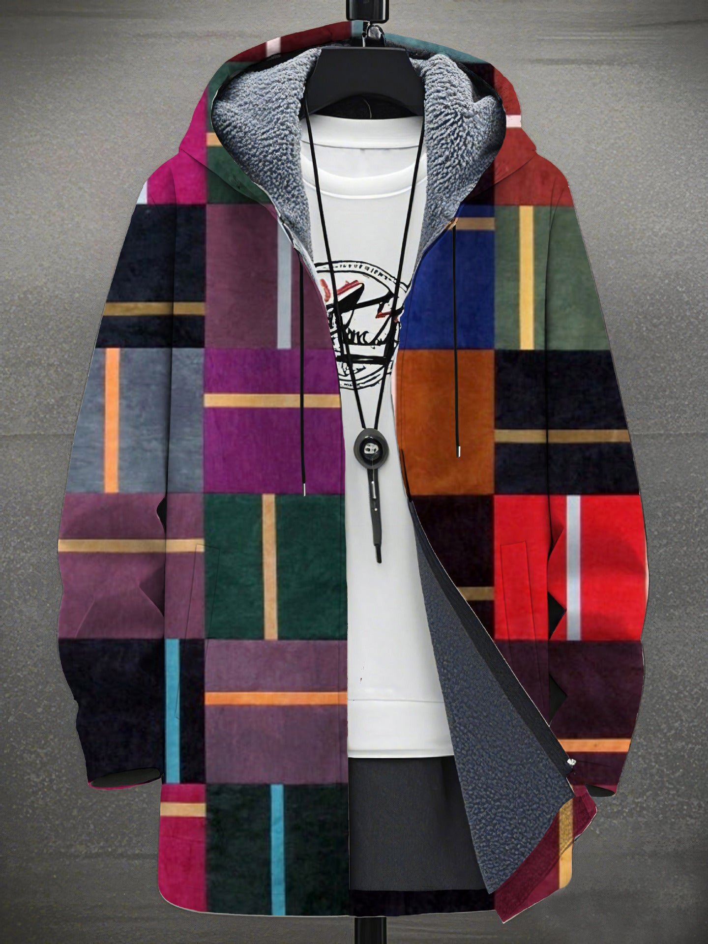 Digital Printing Plus Velvet Men's Casual Jacket