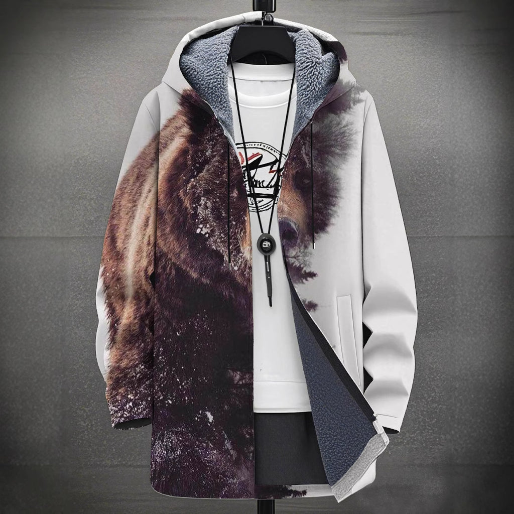 Digital Printing Plus Velvet Men's Casual Jacket