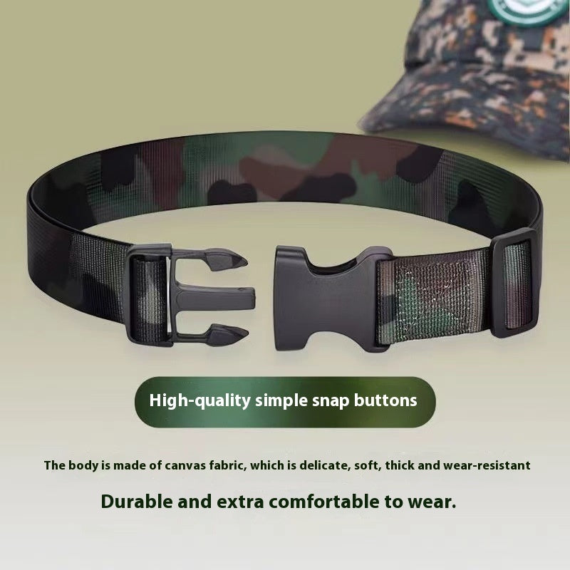 Military Training Belt Universal For Boys And Girls Spring And Summer Wear-resistant Lengthened High School And College Student Camouflage Monochrome Buckle Belt Wholesale
