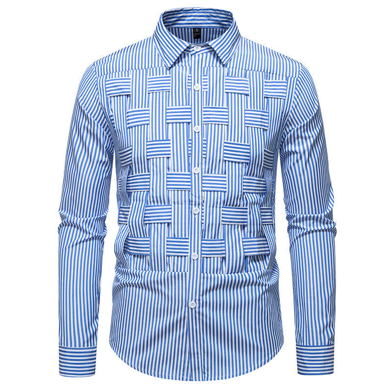Striped Woven Plaid Men's Spring And Autumn Ruan Handsome High-grade Shirt