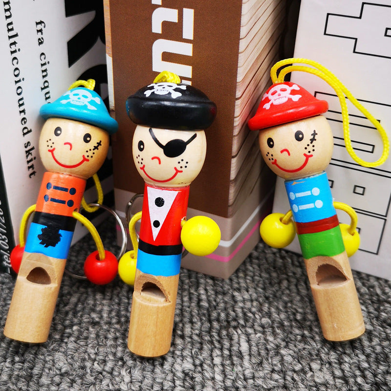 Wooden Cute Pirate Whistle Hangable Keychain Card